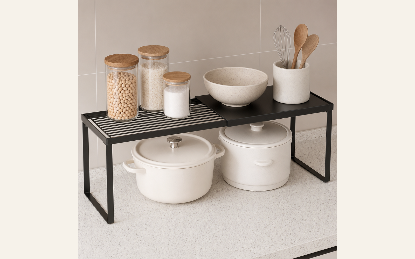 Cabinet shelf riser for plates and mugs product image