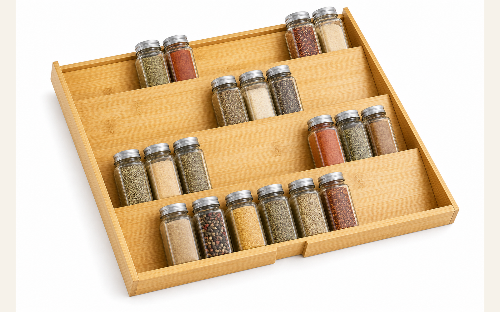 Angled drawer spice organizer for label-up storage product image