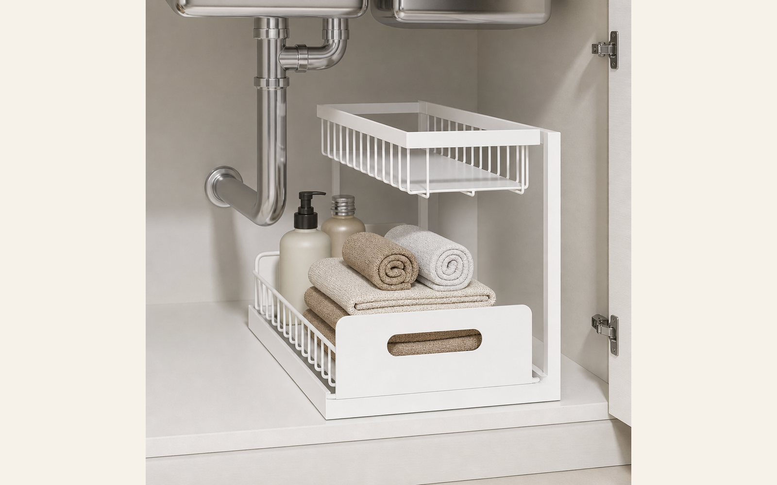 Narrow pull-out organizer for offset plumbing product image